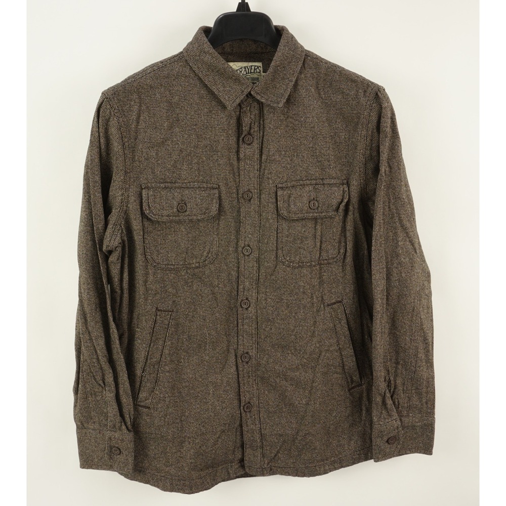 Grayers Utility Shirt Jacket‎ Men's Medium Brown White Knit Cotton Button Front